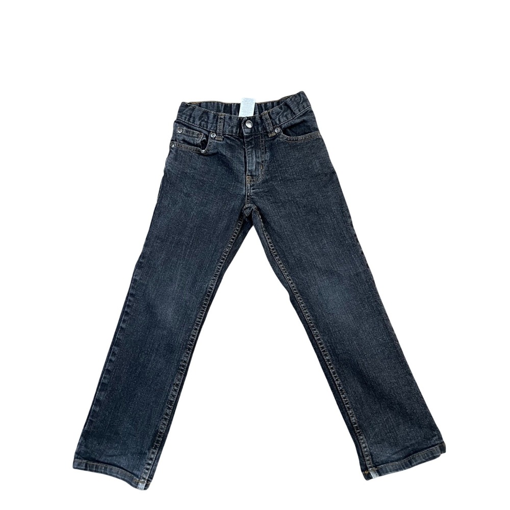 Wonder Nation Boys Black Straight Leg Jeans Dark Wash Size 7R Elastic Waist